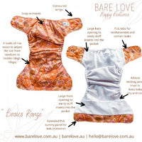 Bare Love cloth nappy - Floraful bombproof