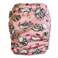 'Kitty Queen' OSFM Side Snapping Cloth Nappy