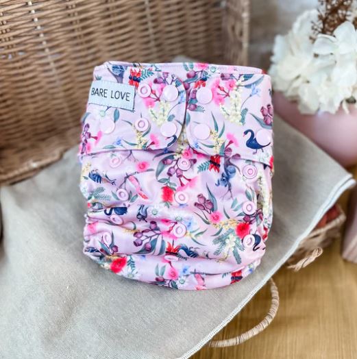 Bare Love cloth nappy - Floraful bombproof