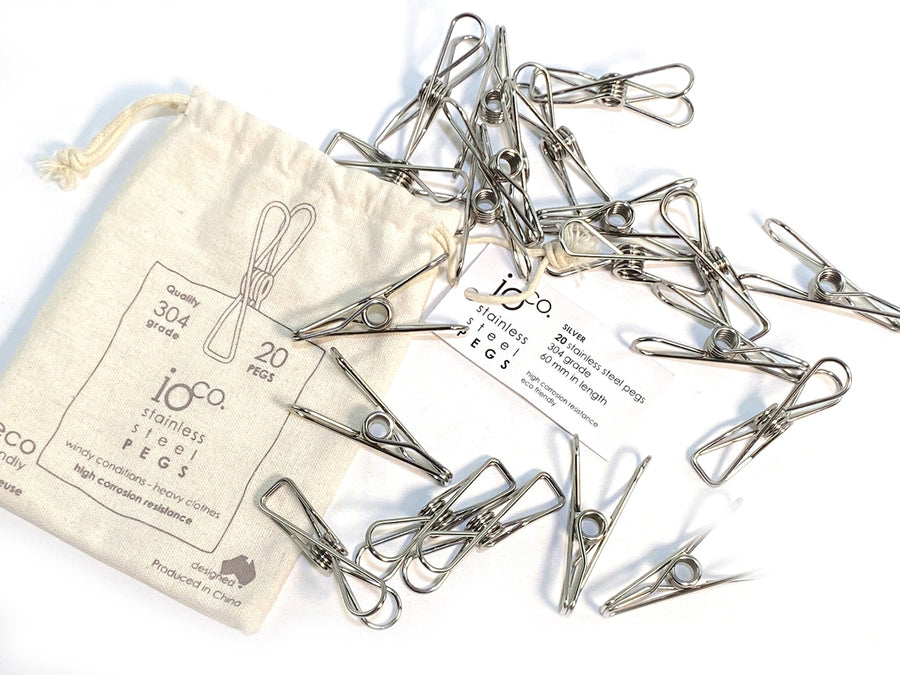 Stainless steel clothes pegs - 20 pack